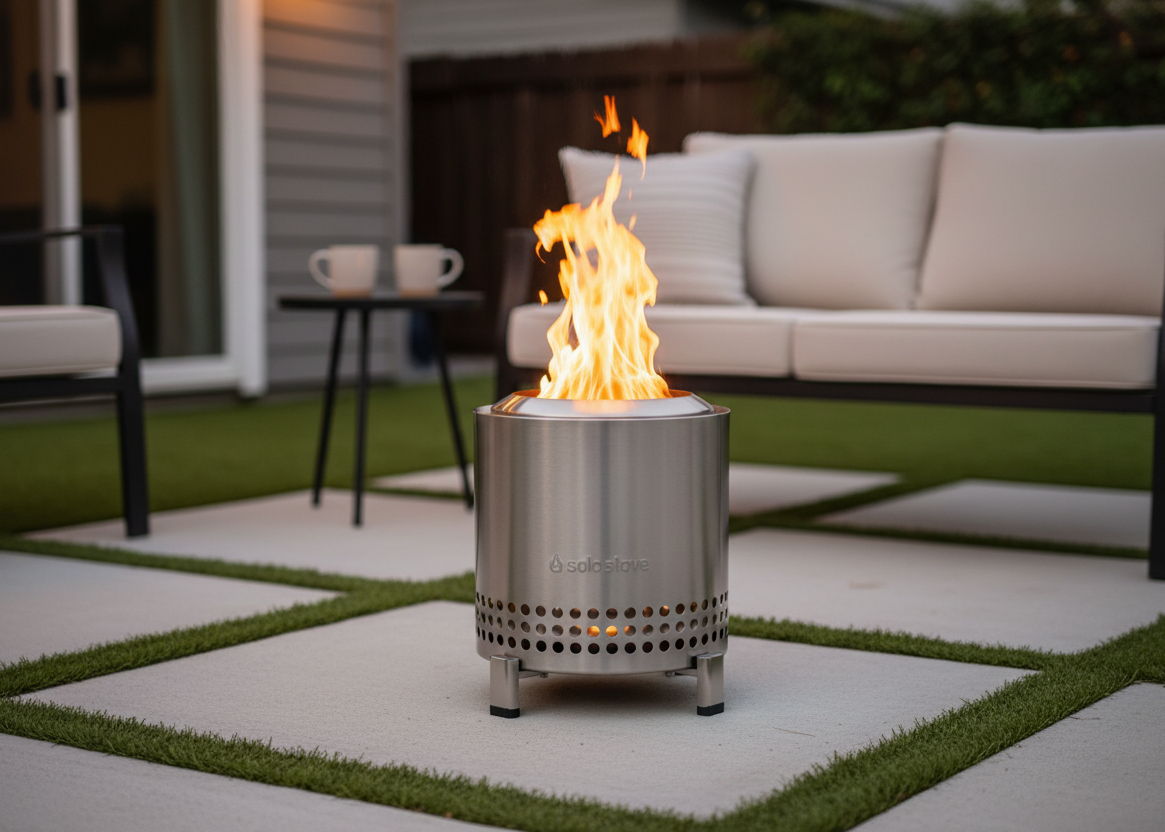 Mesa XL Stainless Steel Tabletop Smokeless Firepit & Stand